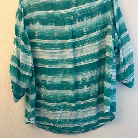 Torrid size 2 Harper - Aqua Streak Challis Blouse - Picture 3 of 9